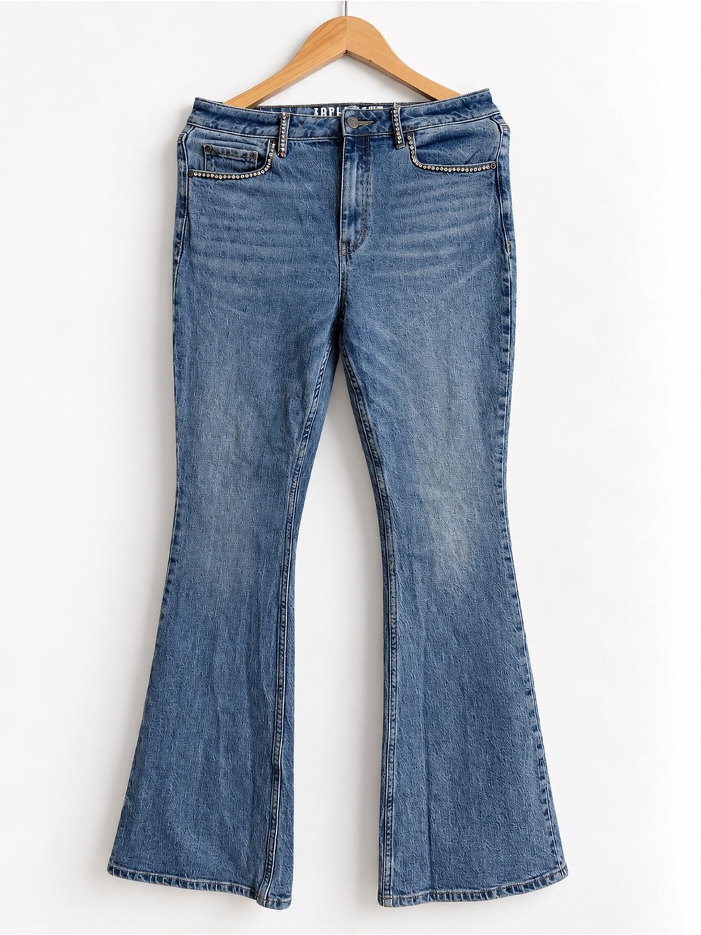 Mid-Rise Blue Flare Jeans for Women